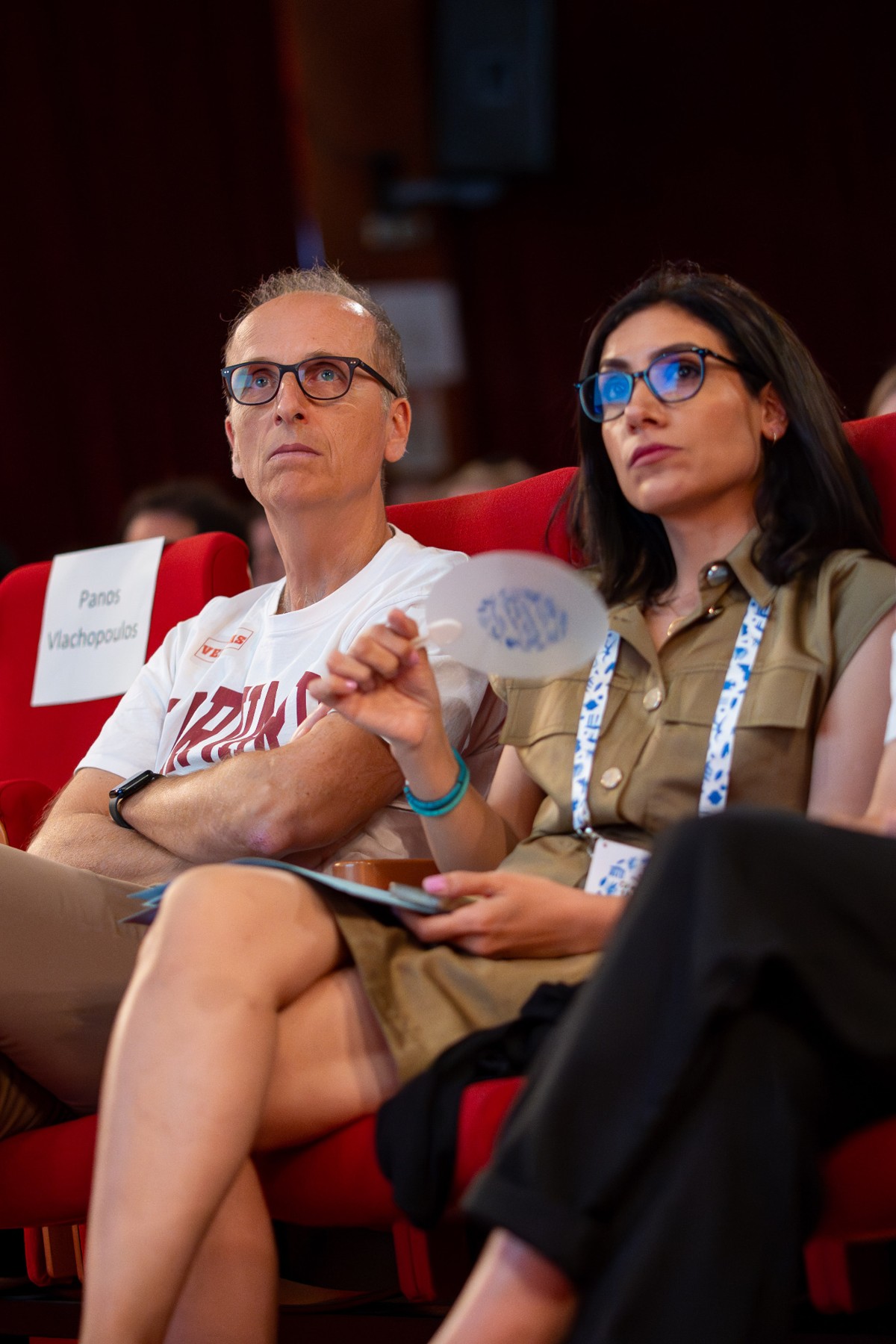 Farah Kodeih seated with a colleague at an EGOS event